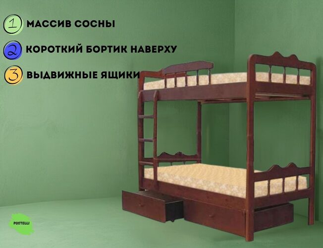 Кровать двухъярусная Велес Филя с ящиками
