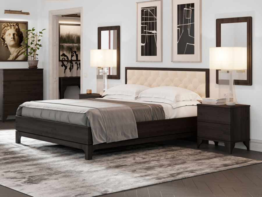 Кровати приемиум класса: на стыке классики и новых технологий кровать из массива с мягким изголовьем